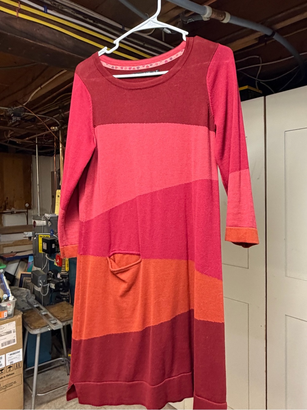 Gudrun Sjoden Striped Long Sleeve Dress in Red, Pink & Orange
